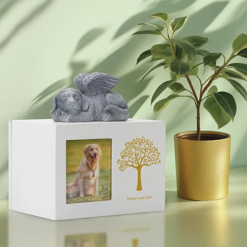 pet memorial Modern Solid Wood Pet Memorial Urn with Photo Frame Angel Dog Funeral Design Tree of Life Cross-Border Spot