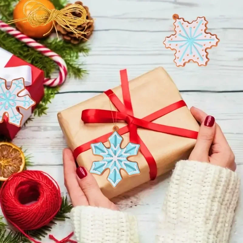 2026 Snowflake Shape Christmas DIY Hanging Ornament Gingerbread Man Decoration for Tree Holiday Scene Decor New Fun Craft Gift