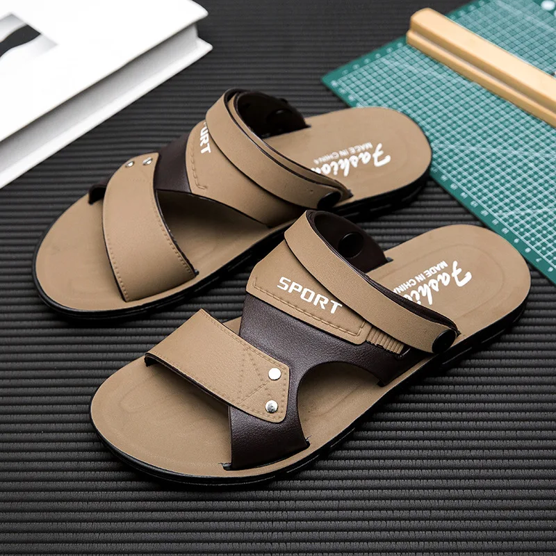 Summer Men Sandals Classic Comfortable Beach Slippers Open Toe Leather Lightweight Casual Shoe Non Slip Wear Resistant Men Shoes