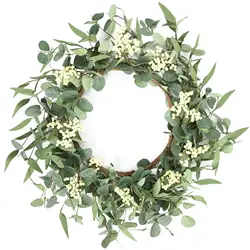 45cm Easter Holiday Garden Decoration Rattan Wreath Simulation Eucalyptus Leaf Rattan Door Head Pendant