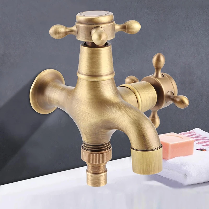 

Латунный многофункциональный кран, настенный кран, античный ретро-кран для бассейна, уличный садовый кран, стиральная машина, швабра, кран для холодной воды, туалетный кран