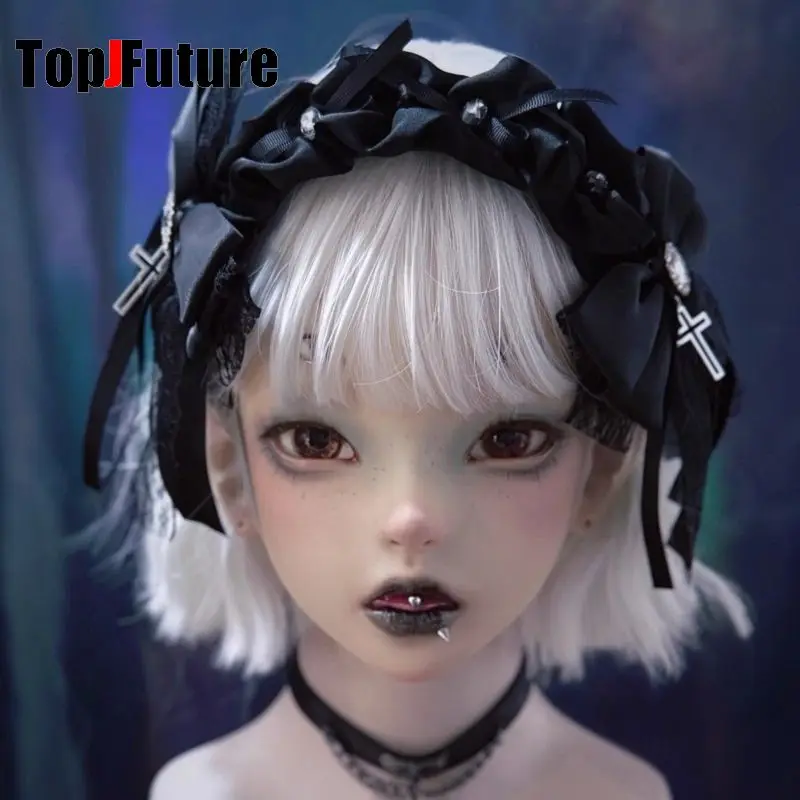 

Subculture Y2K Handmade Double-layer Bow Satin Pleated Headband Dark Punk Gothic Lolita Personality Hair hoop Hair accessories