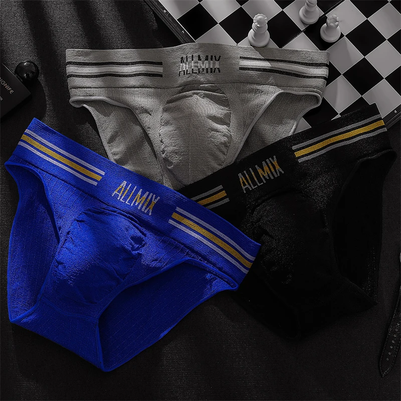 Sexy panties men Underwear Colorful Stripe Letter ropa interior hombre Three Dimensional space Seamless One Piece Sports Briefs