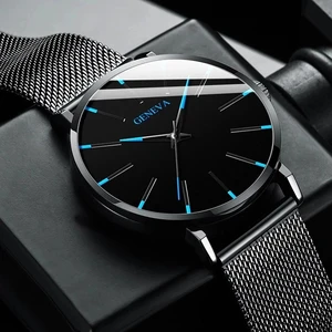 Men's minimalist ultra-fine watches, stainless steel, mesh belt, men's quartz pulse watch, simple business fashion 10 Main Sales Gift for Man - №7