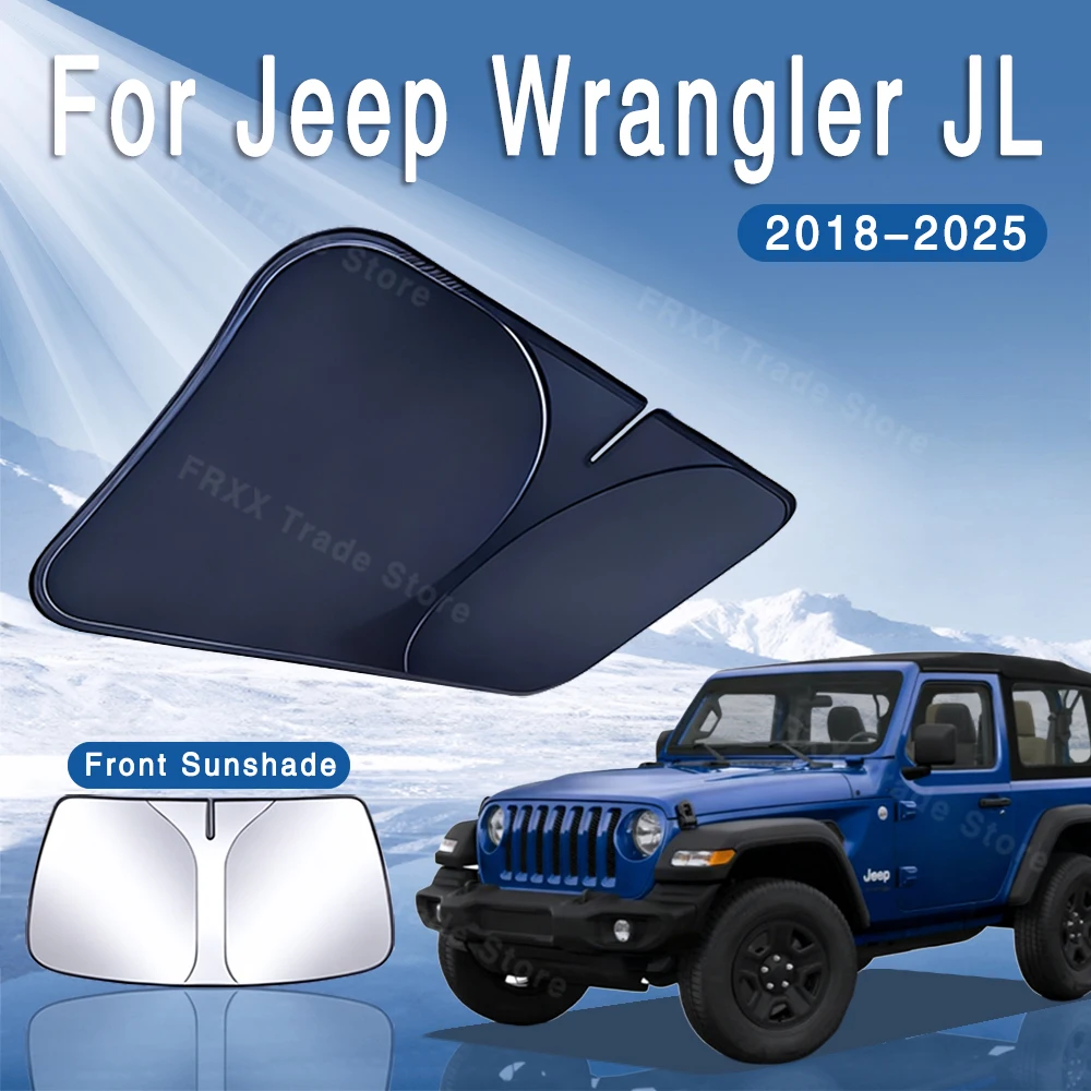 

For Jeep Wrangler JL 2018~2025 2020 2022 2024 Car Sun Visor Front Windshield Sunshade Heat Insulation Summer Cooling Accessories
