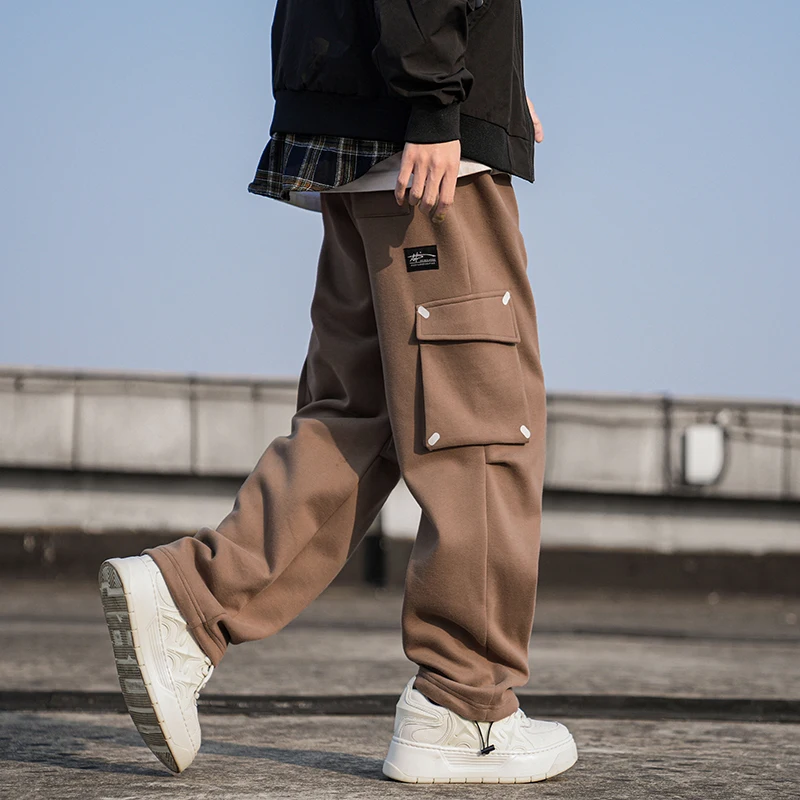 

Мужские повседневные брюки прямого кроя для весны и осени, в американском ретро-стиле, свободные, широкие, удобные, модные, молодежные