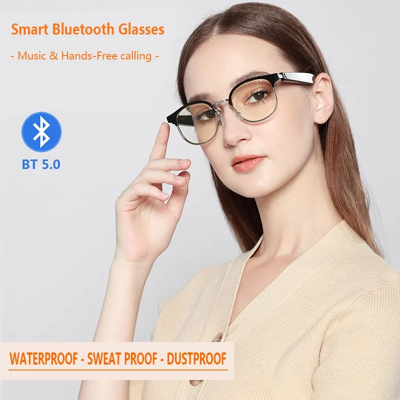 Smart Bluetooth Glasses Bluetooth 5.0 Smart Glasses Headset Sunglasses Mobile Phone Machinable Anti-UV Photochromic Eyewear