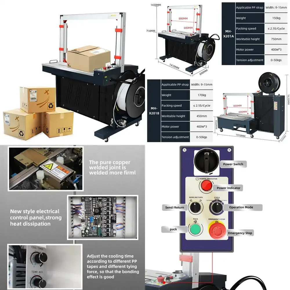 

12.5 Hot sell Automatic Baling Machine Express Carton PP Belt Hot Melt Buckle-free Strapping Tools Assembly Line Custom