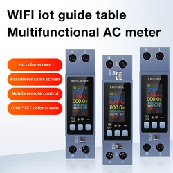 KWS-303 40A Smart Electricity Meter Power Energy Meter Tuya WiFi Din Rail Digital Monitor Kwh Voltage Curve Ammeter AC85-290V