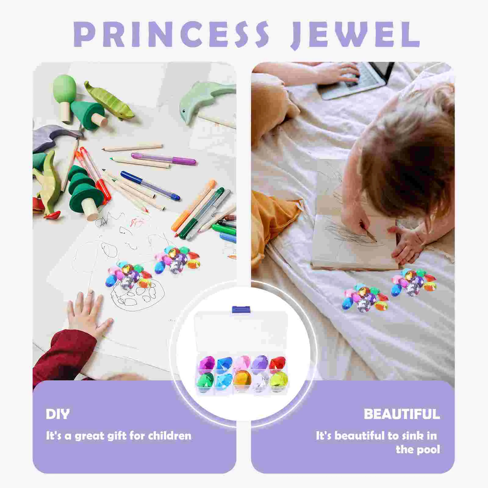 10 Pcs Jewel Diamond Toys Little Girls Children DIY Props Wooden Accessories Gemstones for Kids