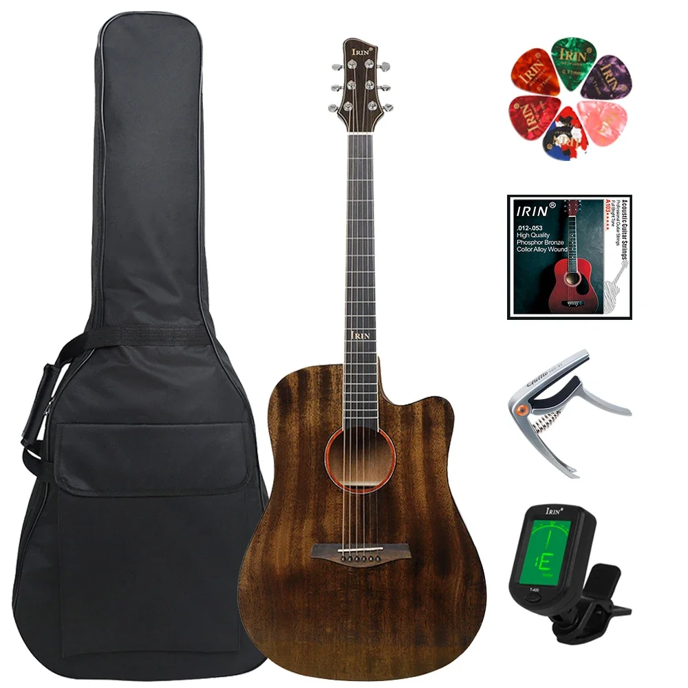 

IRIN 6 Strings 40 Inch Acoustic Guitar Spruce Wood Panel Folk Guitarra with Bag Capo Strings Tuner Guitar Parts & Accessories