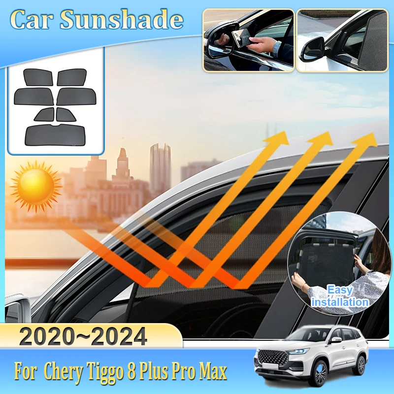 

Magnetic Sunshade For Chery Tiggo 8 Plus Pro Max 2020 2021 2022~2024 Anti-UV Car Mesh Sun Shade Tools Privacy Blocks Accessories