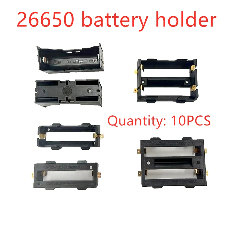10 sztuk 26650 uchwyt baterii SMD na 26650 czarny z brązowymi kołkami pozłacane na 26650 3.7V akumulatory Hold Case Box