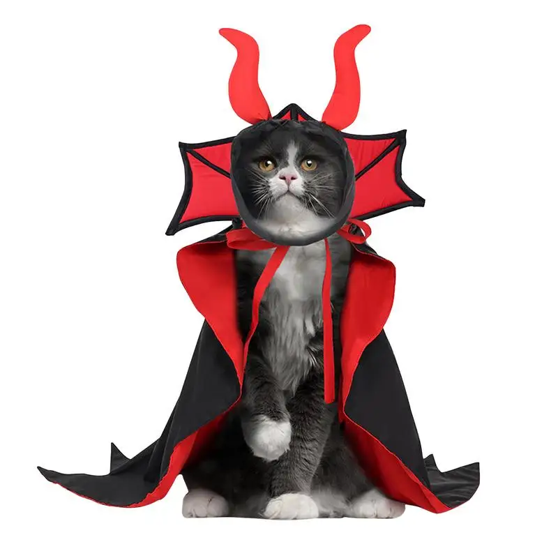 Dog Cloak Costume Cat Vampire Cloak And Hat Halloween Costumes For Small Medium Dogs Cats Puppy Wizard Outfit For Pet Cosplay