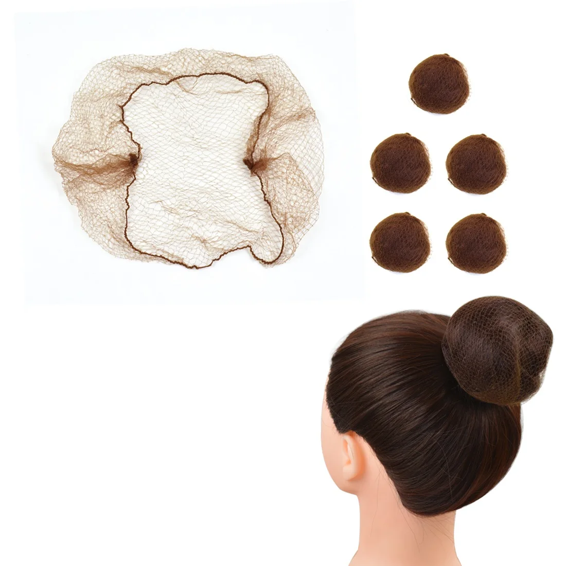 50PCS 20 Inch Invisible Mesh Bun Hair Net Nylon Hair Net Elastic Nylon Hairnets for Hair Bun Wig Hair Nets