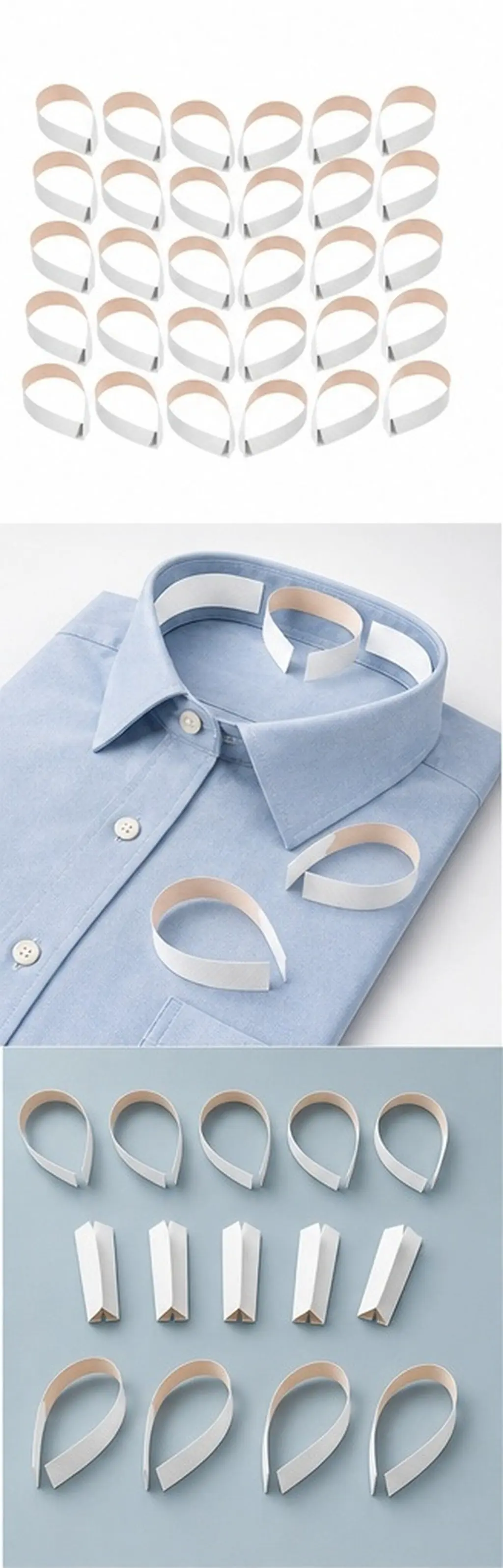 100Pcs Paper Collar Stays Shirt Supports for Dress Shirts Apparel Packaging Universal Fit Crisp Firm Appearance
