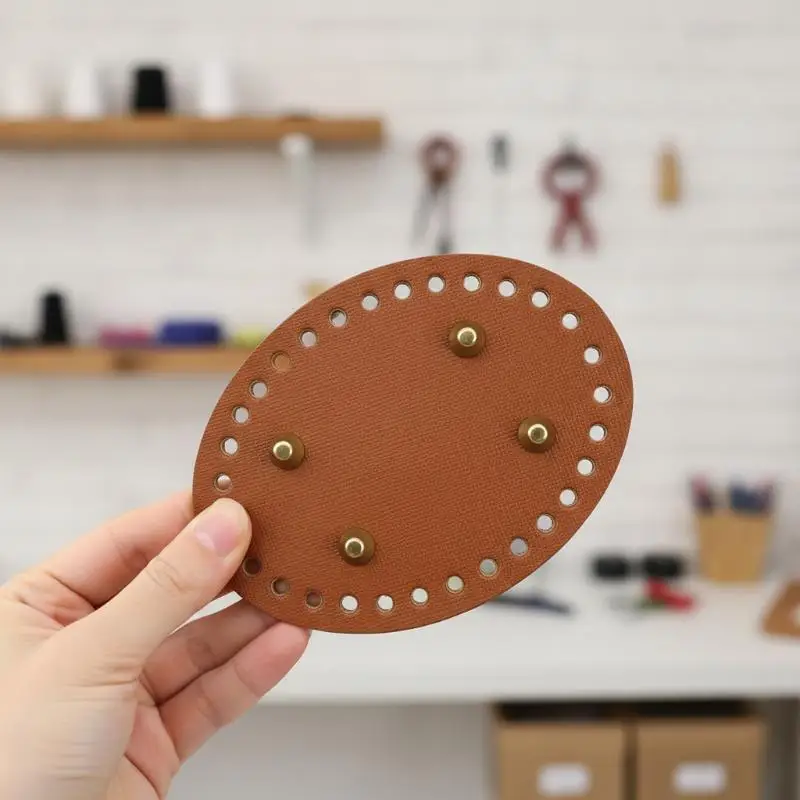 1PC Colorful PU Leather Bag Bottom with Riveted Baseplate Scratch-Resistant Hand-Knitted Bag Making Tool