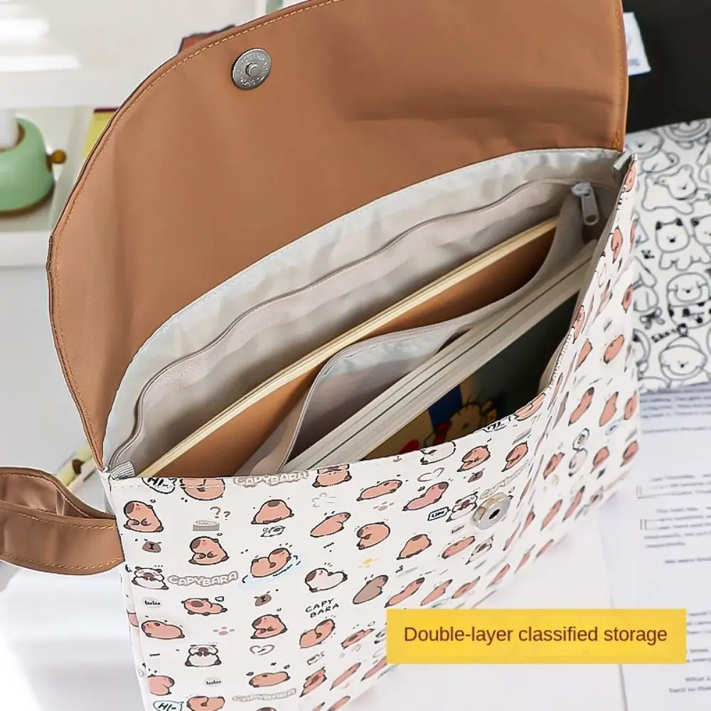 1 PCS A4 Size Capybara File Folder Large Capacity Storage Bag Cartoon Dog Test Paper Organizer For Students