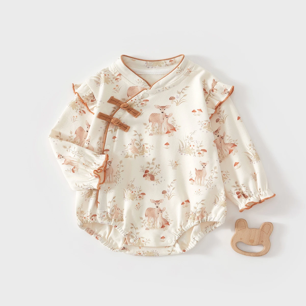 رومبير للأطفال من القطن الخالص على طراز الربيع والخريف للفتيات الصغيرات، النسخة الكورية الصينية العصرية، ملابس لجميع المواسم، ملابس الحبس لحديثي الولادة، نيسيي