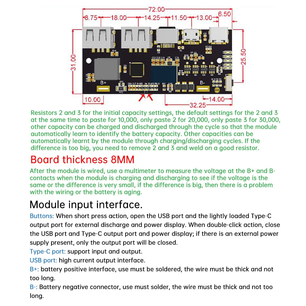 22.5W Power Bank Module Fast Charging DIY Circuit Board For 3.2V LFP Battery Support QC4.0 PD3.0 Supports VOOC Protocol