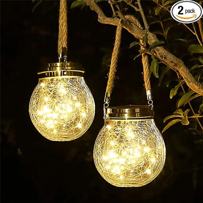 

Solar Lantern, 2 Pack Outdoor Lanterns Waterproof Garden Decor Patio Solar Lights Outdoor Decorative Backyard Easy Install