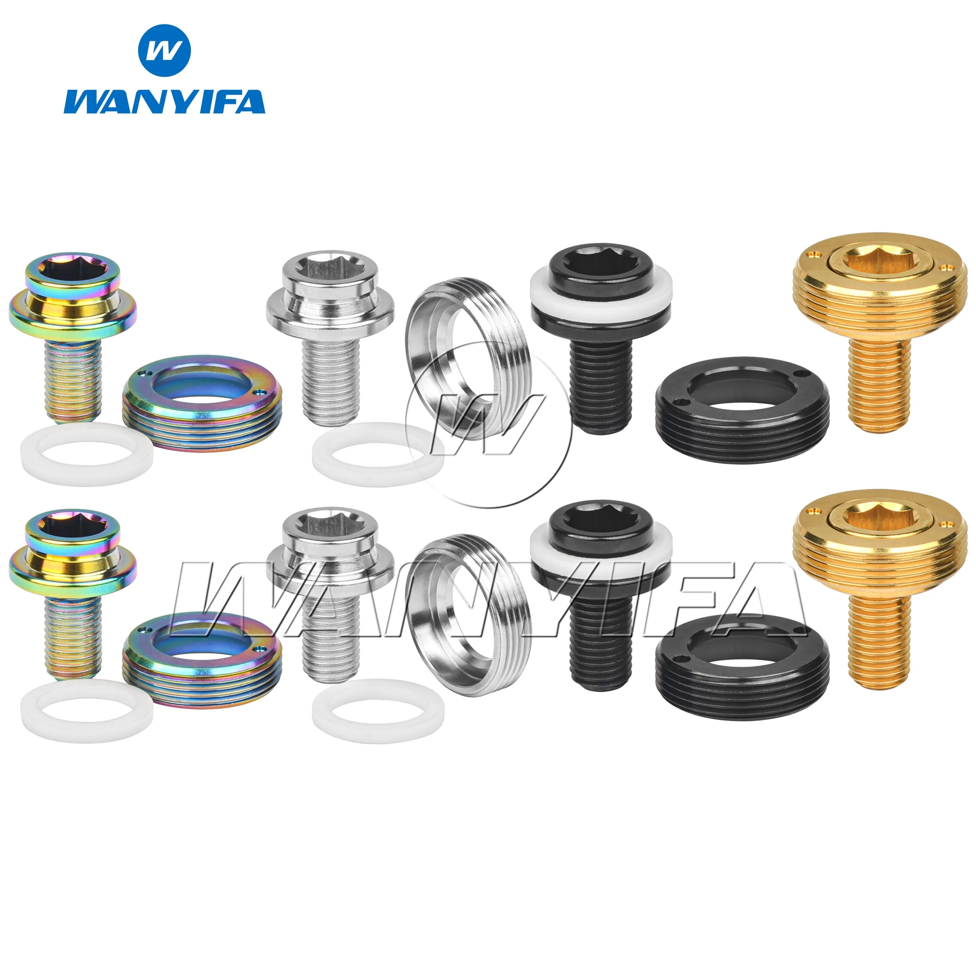 Wanyifa Titanium Bolt M8x15mm 1.0mm Pitch Square Hole Screw for Bicycle Chain Wheel Bottom Bracket Crank Fixed Screw 2 Sets