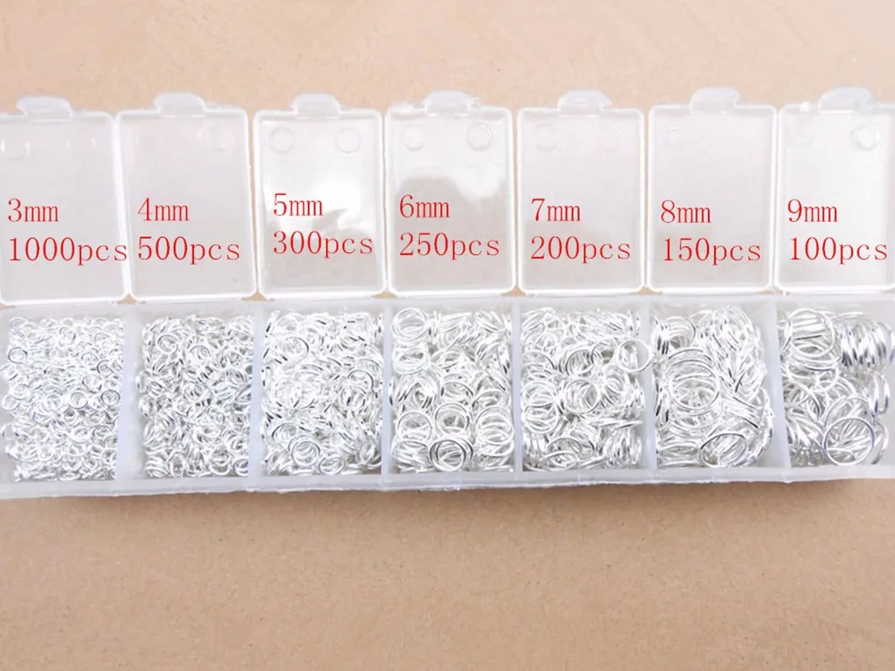 

Free wholesale Lot 2400pcs 3-4-5-6-7-8-9mm 925 Sterling Silver Components 925 silver jewelry findings jump rings a box FY-23