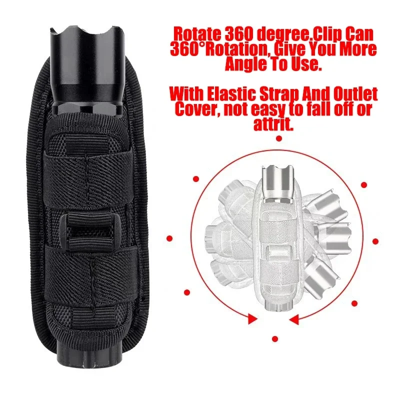 Tactical Flashlight Pouch Belt Torch Bag Durable Hunting Lighting Accessory Survival Kits 360 Degree Holster Rotary Torch Case gallery 1