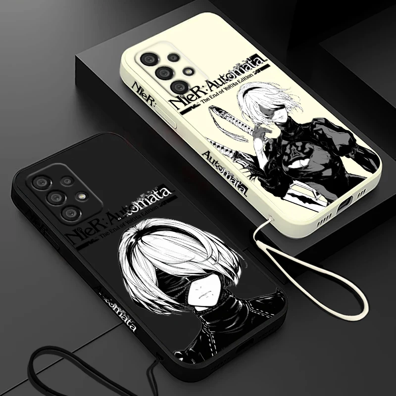 NieR Automata Anime Phone Case For Samsung A55 A53 A33 A52 A32 A71 A51 A21S A35 A25 5G Liquid Left Rope Funda