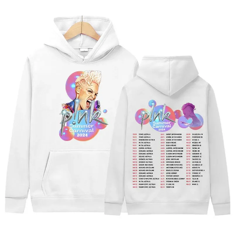 Singer P!NK Pink Summer Carnival Tour 2024 Hoodie Men Women Hip Hop Retro Pullover Sweatshirt Fashion Oversized Hoody Streetwear