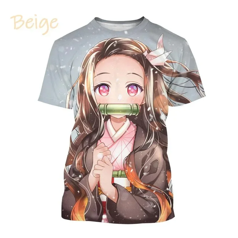 

Demon Killer anime T-shirt men and women short-sleeved clothes with 3D printing Kamado Nezuko big Hapkuku children's fashion clo