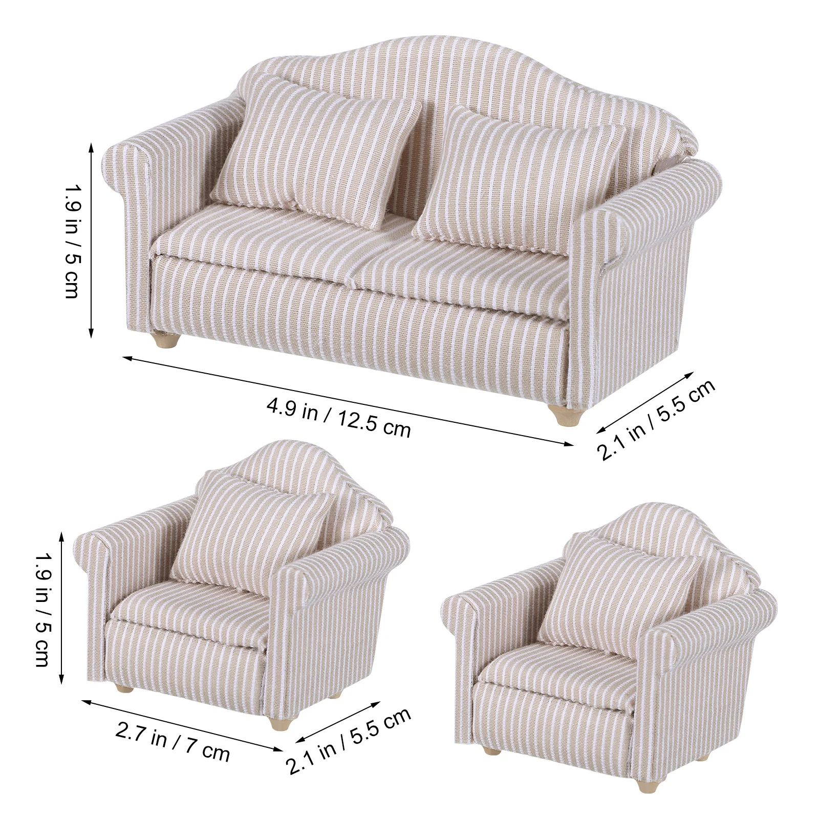 3 قطع أثاث أريكة مصغر تصميم محاكاة عالية للمنزل والمكتب وغرفة النوم ديكور للأطفال مجموعة اللعب الخيالية الإبداعية