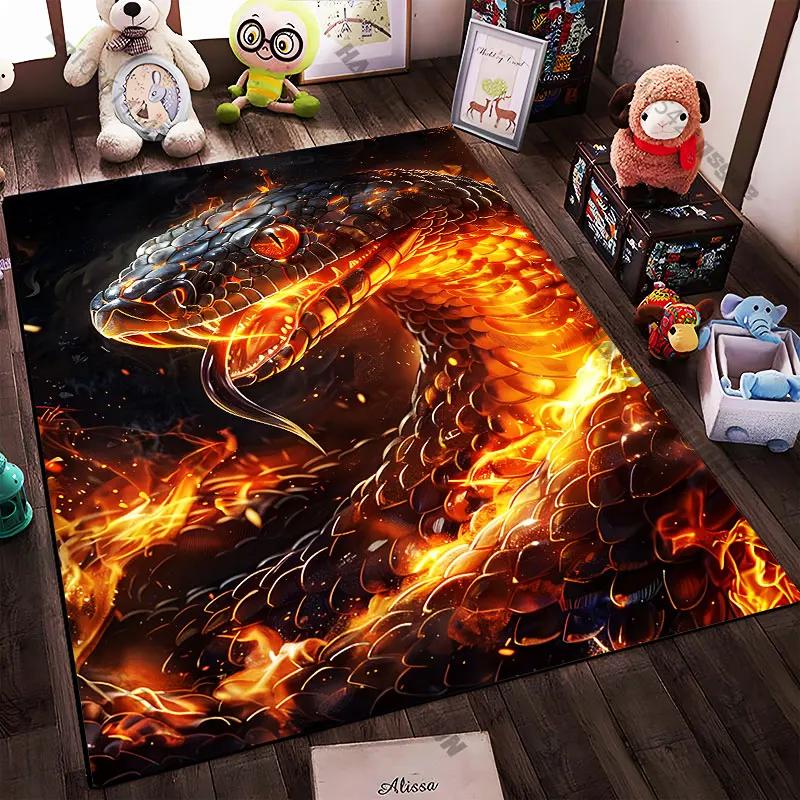 21 Sizes Fiery serpent intense glowing power Printed Area Rugs for Adult Yoga Mats Living Room Decor Personalized Doormat