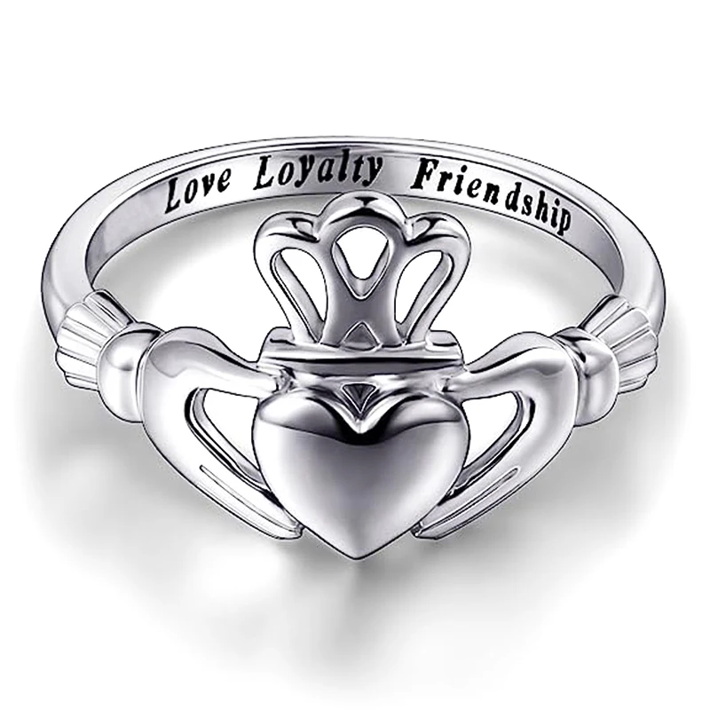 Huitan Trendy Crown Heart Hug Design Women Rings Proposal Engagement Rings for Girlfriend Statement Accessories Female Jewelry
