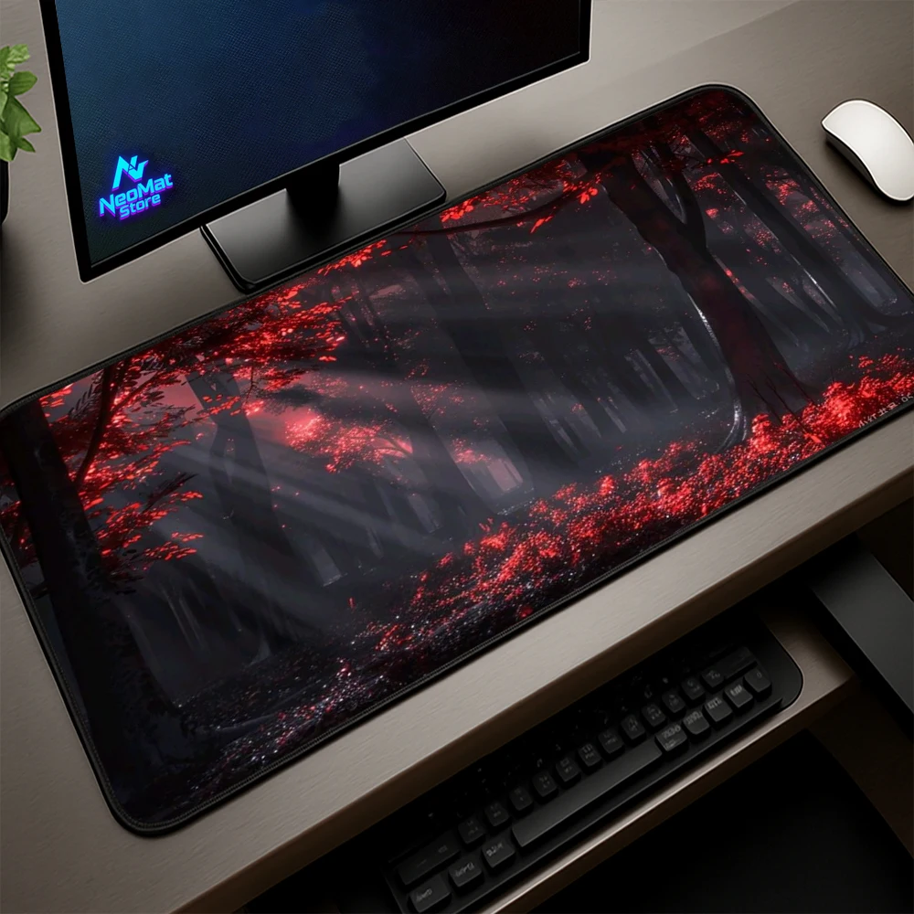 

Pc Desk Mat Black Red Mousepad Trees Computer Office Decoration Gamer Carpet Customizable Computer Mouse Mat Rubber Pads Thick