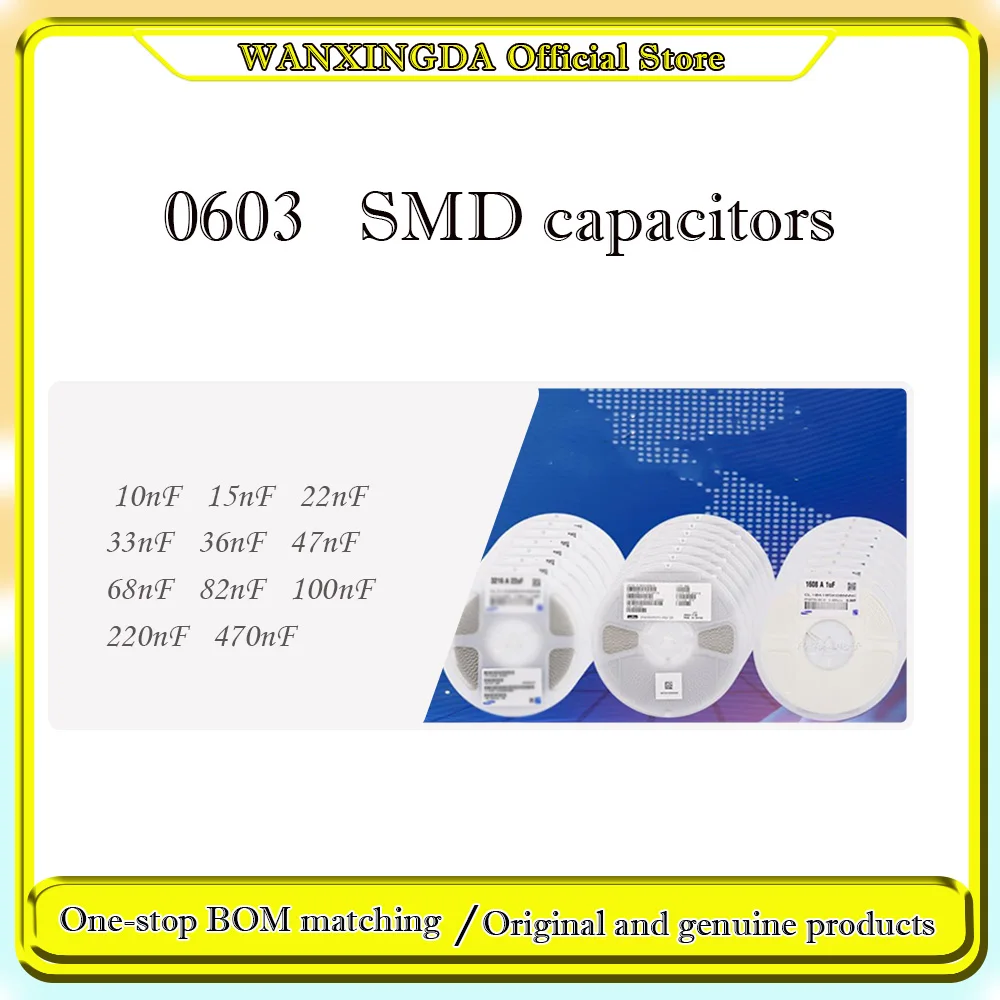 

0603 SMD 100Pcs 4000Pcs 10nF 15nF 22nF 33nF 36nF 47nF 68nF 82nF 100nF 220nF 470nF