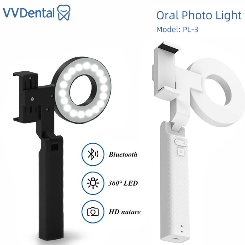 Vvvdental Bluetooth latarka dentystyczny sprzęt fotograficzny podwójny błysk dentystyczny lampka do napełniania jamy ustnej dla lampa oświetleniowa