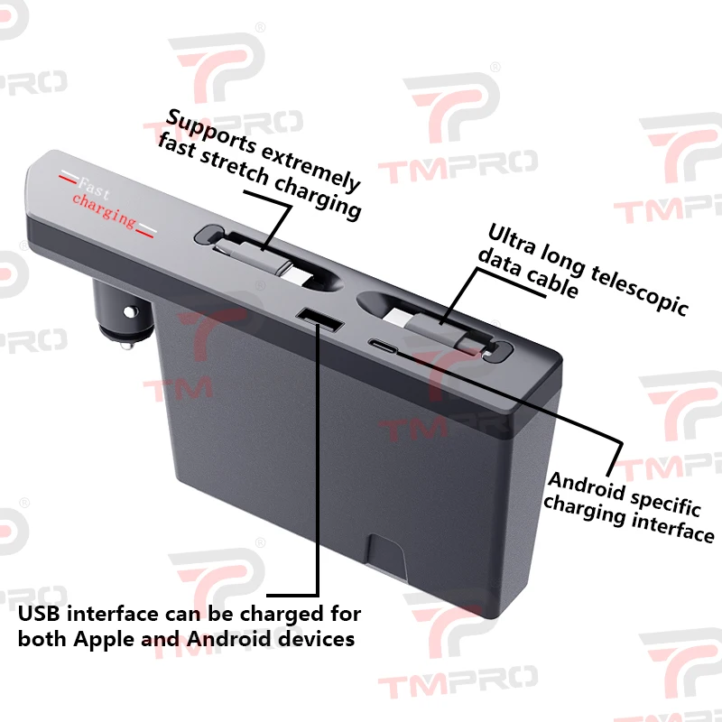Multi-port super fast charging dock for Volkswagen Passat cup holder expansion, with retractable cable car interior modification - view 4