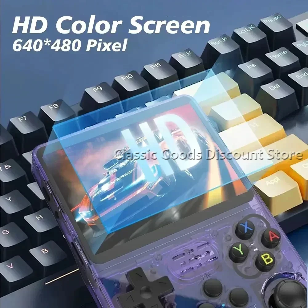جديد R36PRO ريترو وحدة تحكم ألعاب فيديو محمولة نظام لينكس 3.5 بوصة IPS شاشة محمولة جيب فيديو 64 جيجابايت/256 جيجابايت لاعب ألعاب هدية