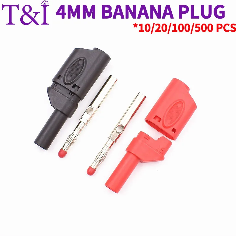 

Pure Copper 4MM Banana Plug Can Be Stacked and Inserted with Elastic Sheath Plug, Retractable and Dustproof Safety Sheath Plug