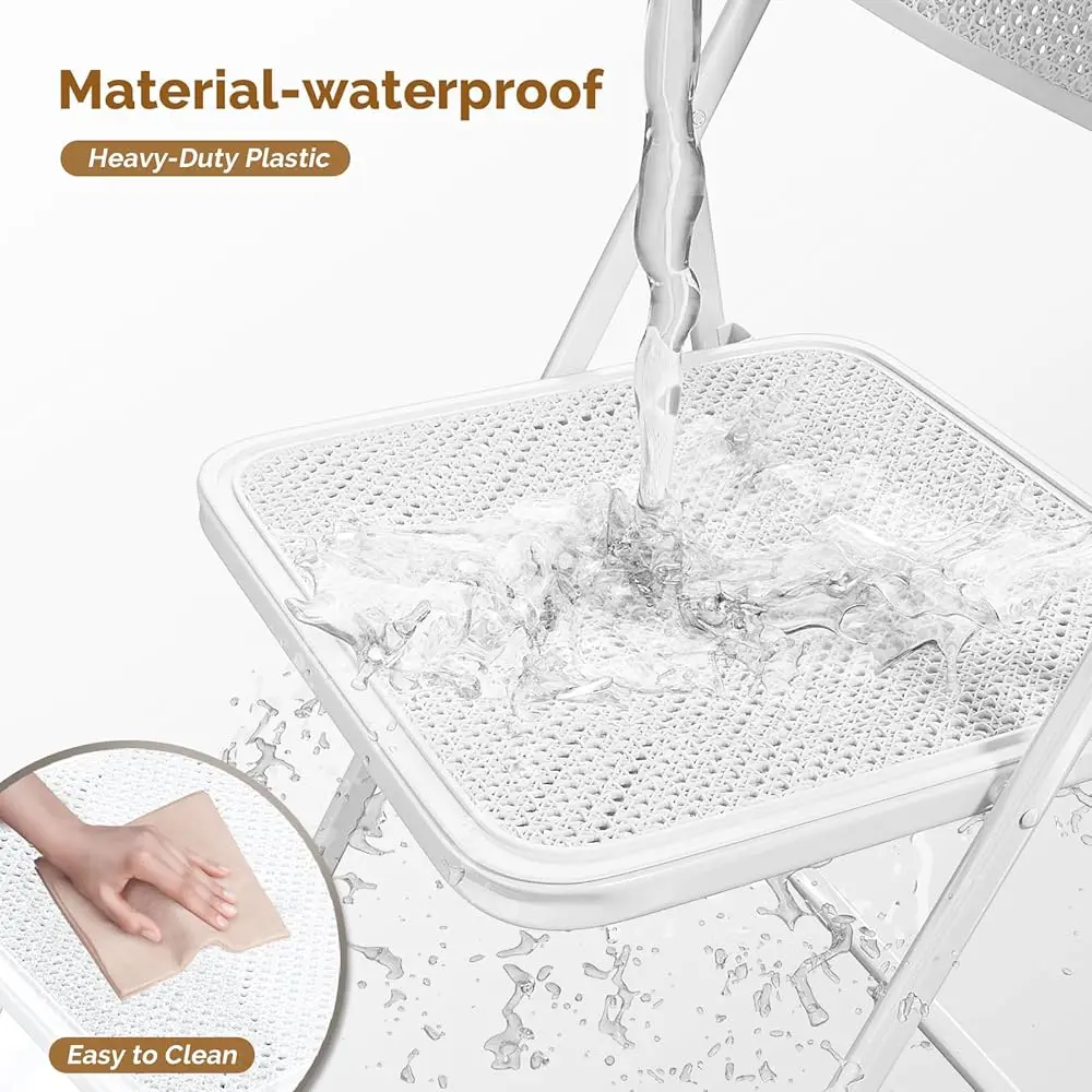 Folding Chair Modern Iron Frame Accent With Woven Texture Panel, Space-Saving Design For Party Wedding Event Office Commercial