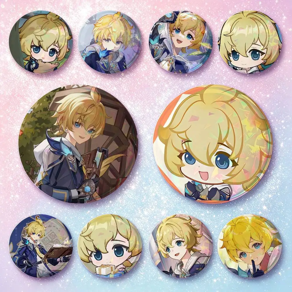 Mika Genshin Impact Badges 25 32 44 58 75 Mm Round Cosplay Pin Bag Decor Fans Collect Friends Gifts Brooch Souvenir
