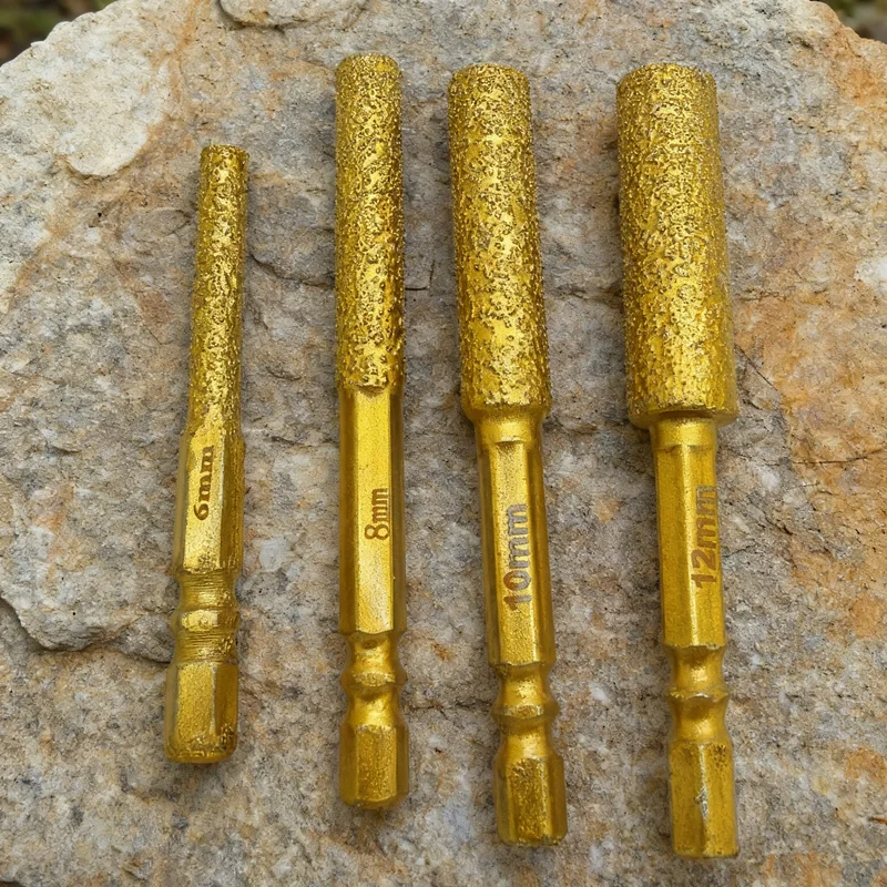 4pcs Diamond Core Bits Dry Drilling Thread Hexagonal Shank Core Hole Saw For Ceramic Tile Granite Marble Crown Dry Drilling