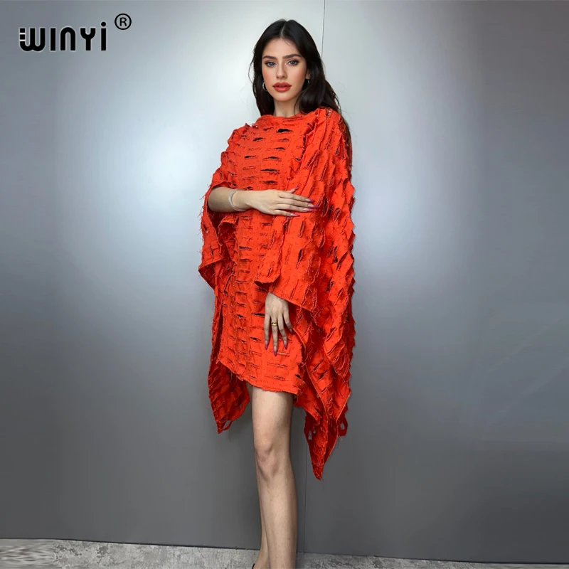 WINYI Original Denim Sexy Short Dress with Holes New Fashion Africa Womens Party Holiday Casual Maxi Beach Dress