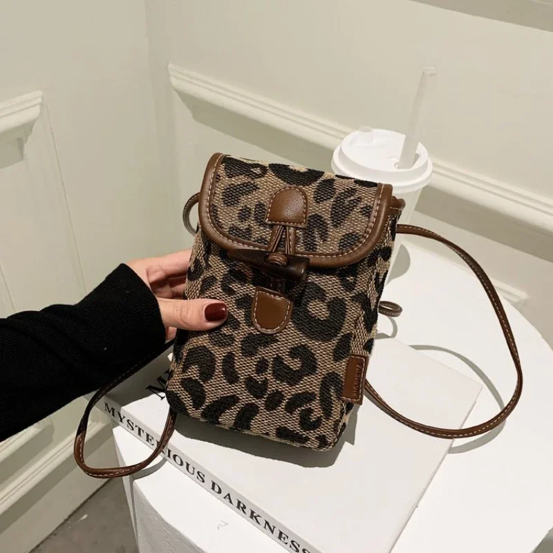 Bolsos de mensajero para niños, bolsos de hombro a la moda para mujer, bolso cruzado versátil, bolso para teléfono con estampado de leopardo, bolsos para madre e hijo para niña