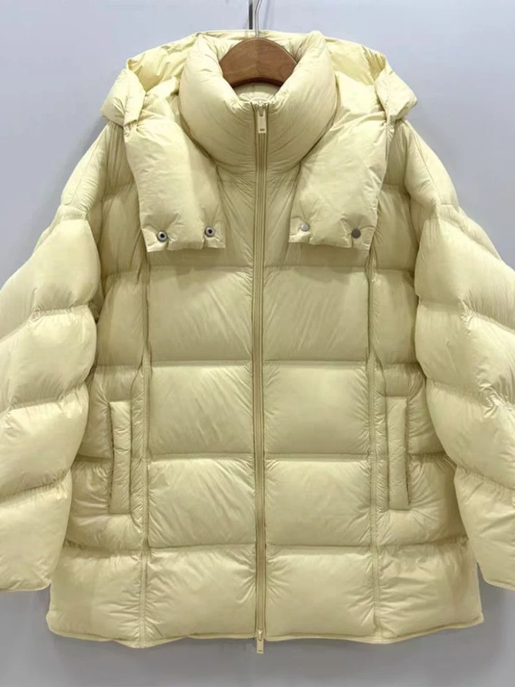 Women Thickened Down Jacket Winter High-End Fashion Cloud Sense Puff Sense Parkas Korean Thicken Warm 90 White Duck Puffer Coat
