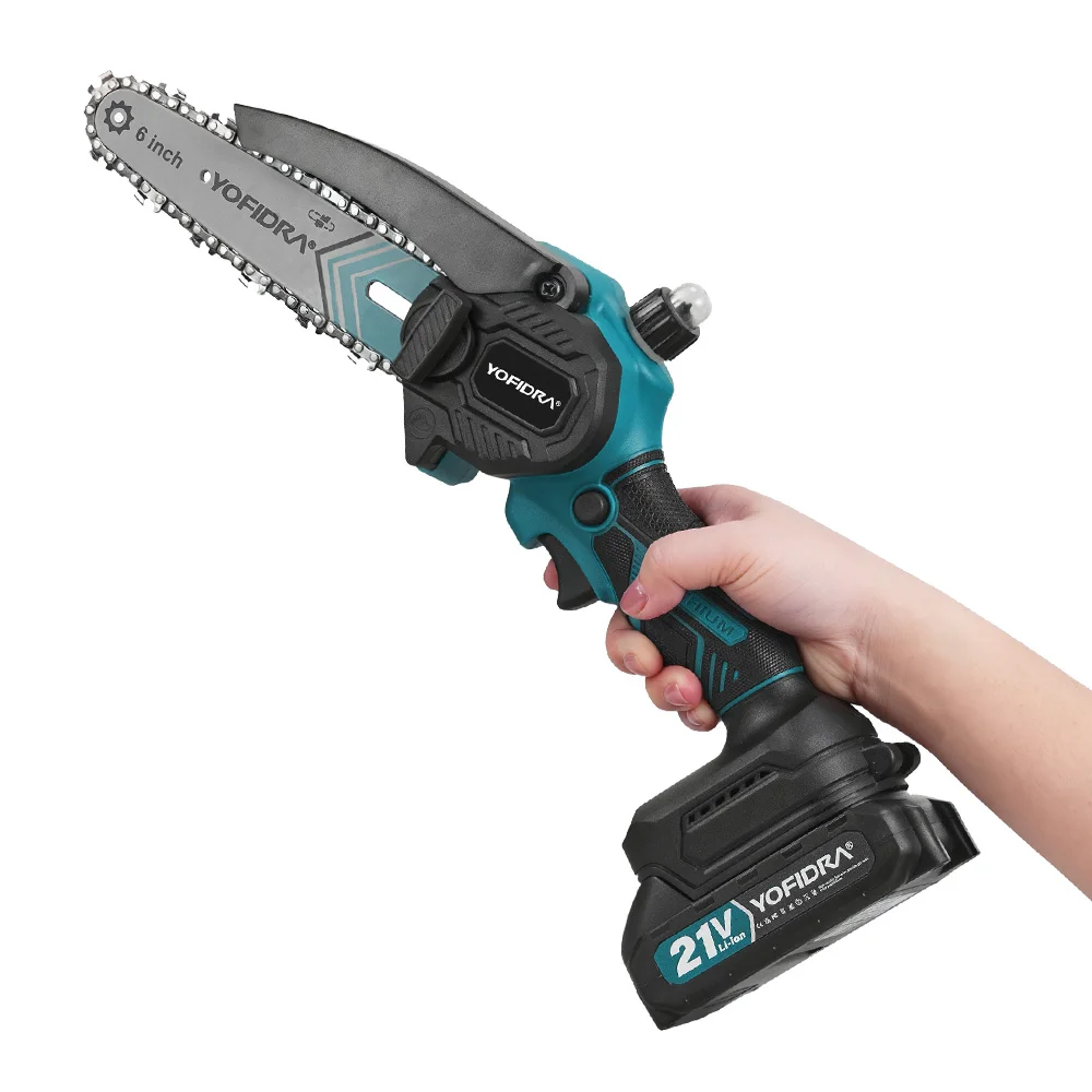 YOFIDRA 6 Zoll Elektrische Kettensäge Kabellos mit Ölsystem für Gartenholzschneiden, Holzfällen und Beschneiden, Elektrowerkzeug für Makita 21V Akku – Detail 12