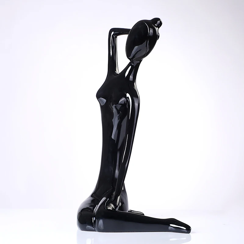 Imagem -04 - Feminino Nude Escultura Tabletop Ornamento Popular Yoga Estatueta Pose Resina Abstrata Sentados Decoração do Quarto Arte e Artesanato Mobiliário