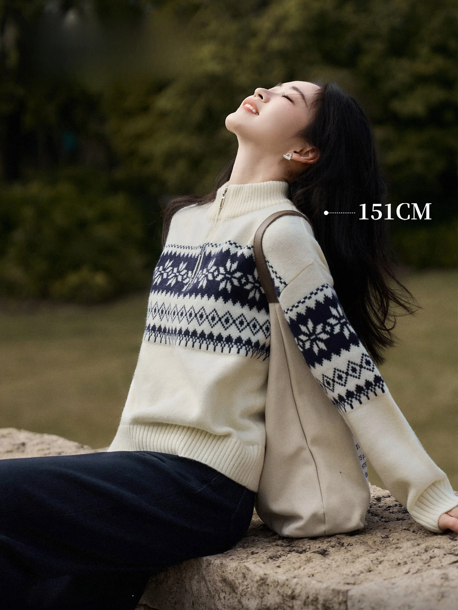 

Раннеосенний женский вязаный свитер в корейском стиле, свободного кроя, с длинными рукавами, на молнии, с геометрическим узором, для женщин и девочек