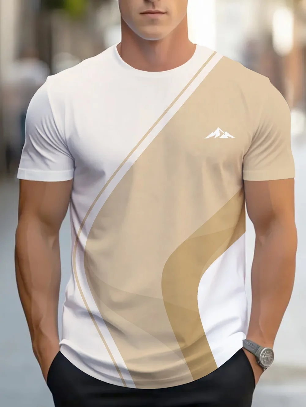 

Casual Striped Print Men's T Shirt Harajuku O-Neck Short Sleeve Tops Men Clothing Summer Daily Business Tees Oversized T-Shirts